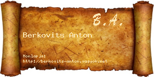 Berkovits Anton névjegykártya